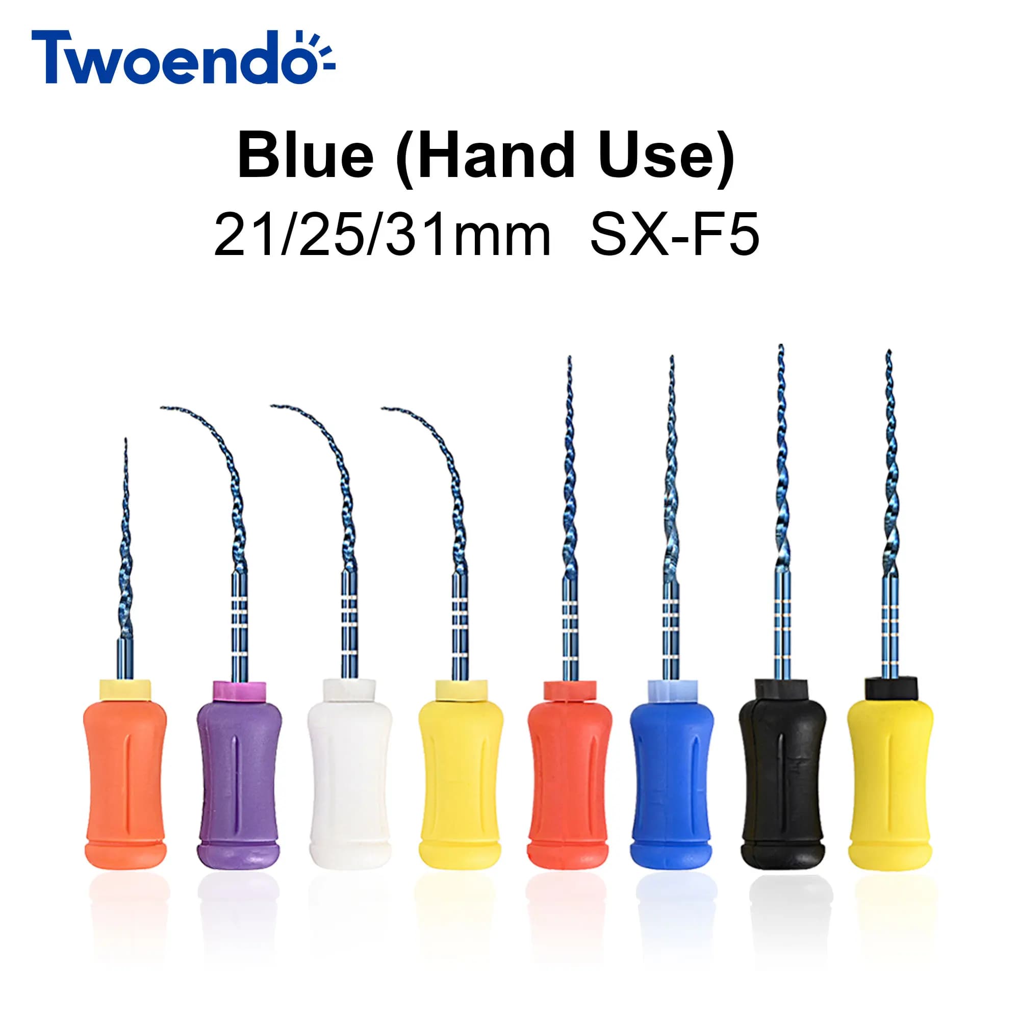 Twoendo 6 PCS/Box Dental Endodontics NiTi Blue Hand Use Super Files SX-F3 25/21mm Root Canal Endo Files