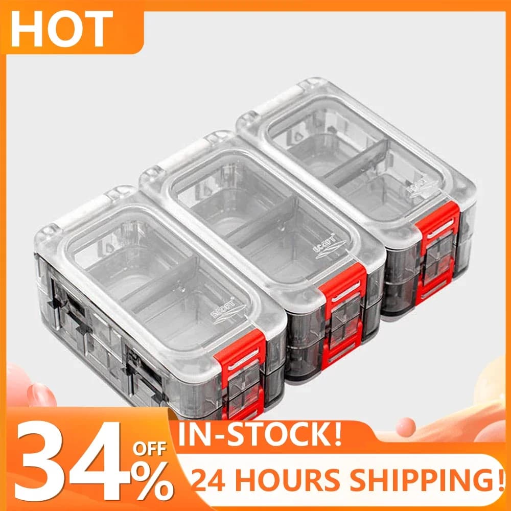 Fishing equipment box for fishing gear box expandable toolbox for fishing hardware waterproof tool box storage box for transparent top fishing bait