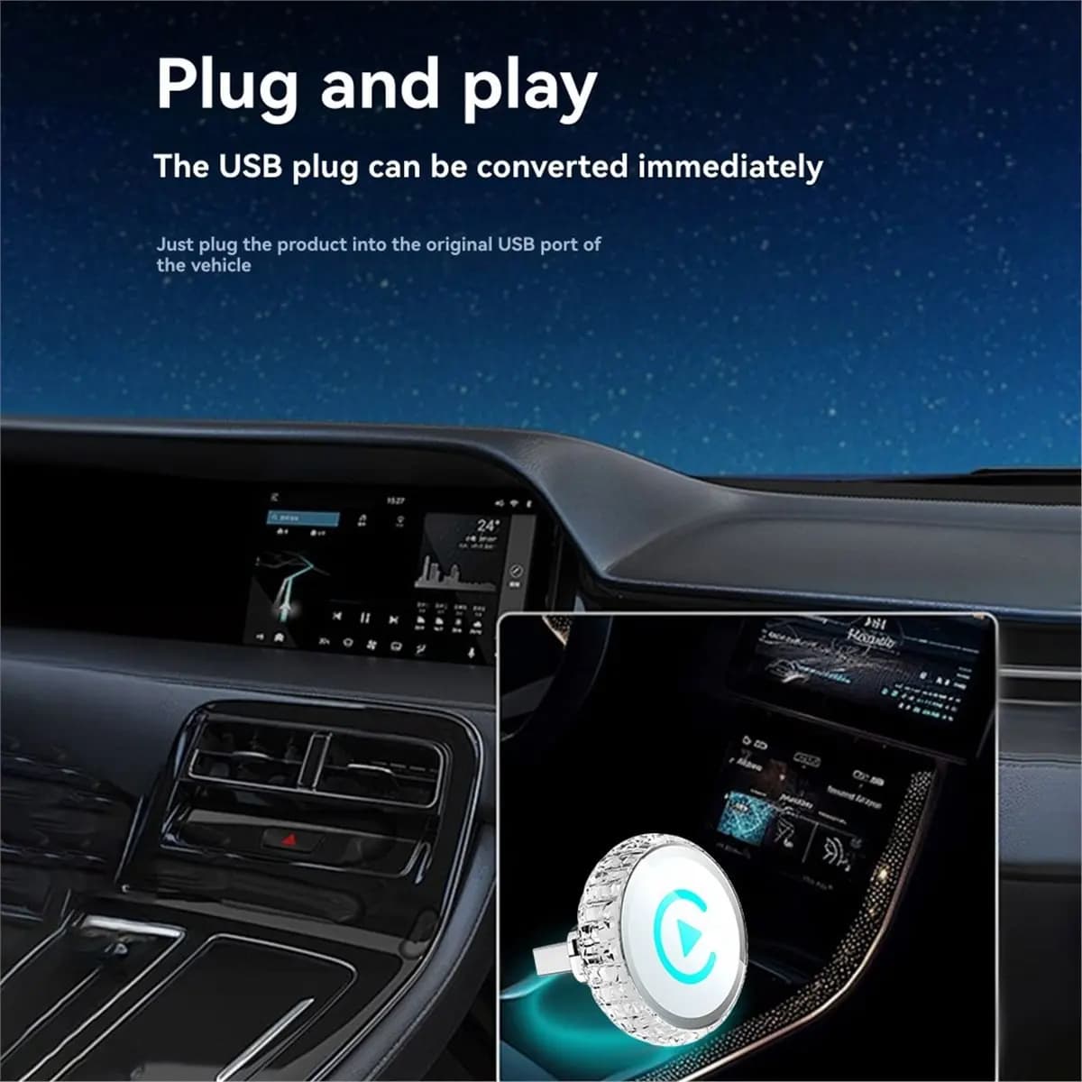 《Factory Direct》2IN1 Wireless CarPlay Android Auto BT+WIFI USB Dongle Adapter Mini Smart AI Box Converts Wired to Wireless Plug