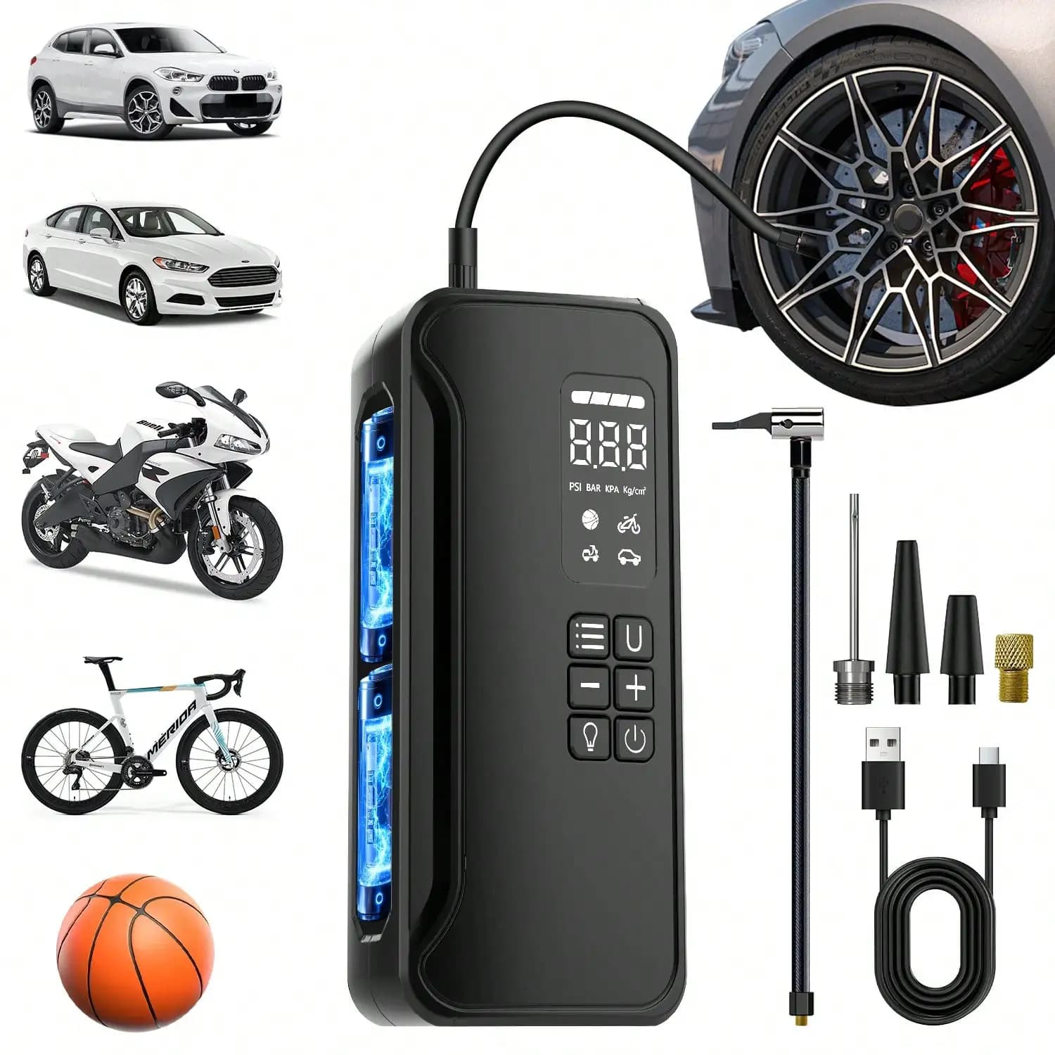 Rechargeable Tire Inflator, 20000mAh Battery Powered, Car Acessesories For Cars, Motorcycles, Bikes, Car Acessesories Women Love The Option, Herramientas De Trabajo For Home Garage Use