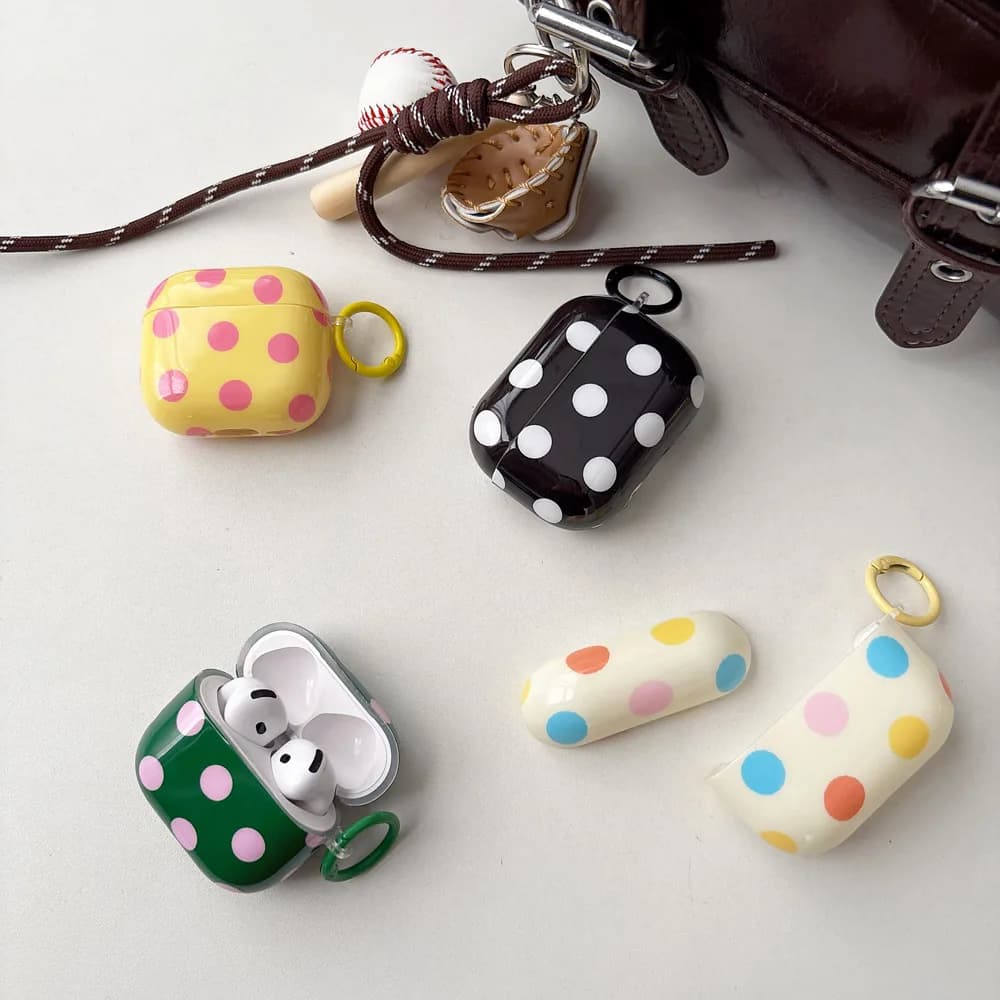 Custodia per auricolari a pois colorati a contrasto per Airpods 4 Pro3, cover morbida per cuffie per Airpods Pro 1 2 3 generazione, custodia di ricarica
