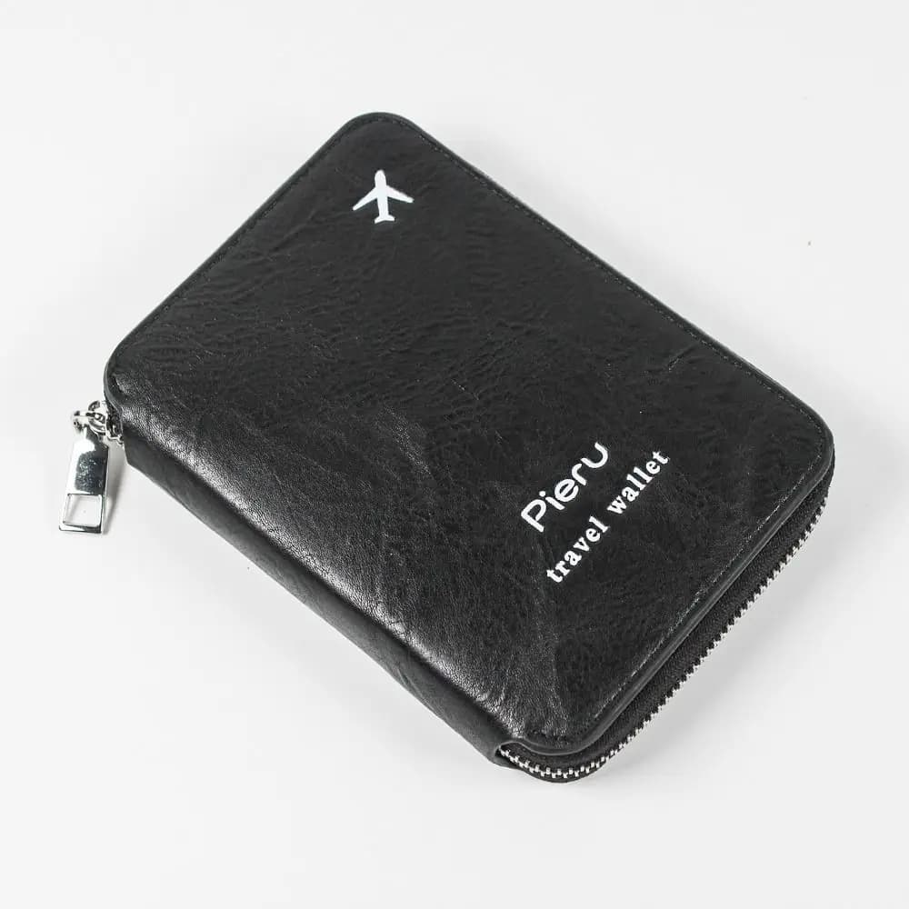 Borsa Porta Passaporto Multifunzionale con Cerniera in Pelle PU, Porta Carte di Credito RFID Antifurto, Impermeabile con Ampio Spazio e Portamonete