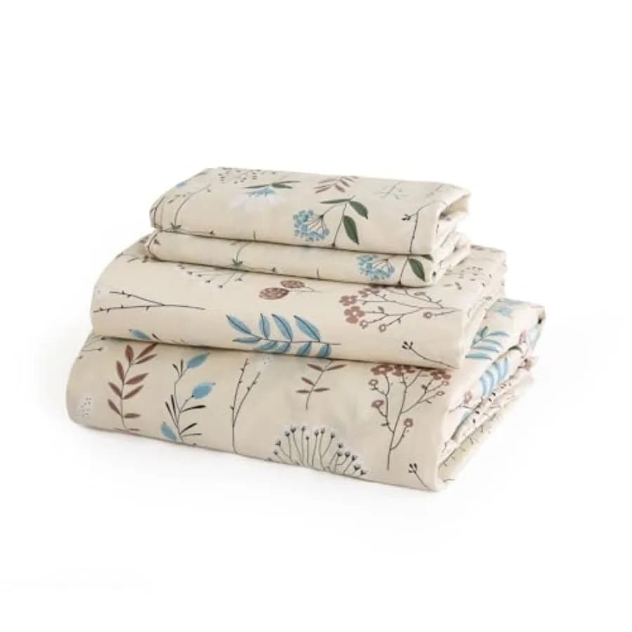 Set di Lenzuola in Cotone Boho 300 TC Stampate in Sateen con Tasche Profonde, Morbide, Traspiranti e Antirughe