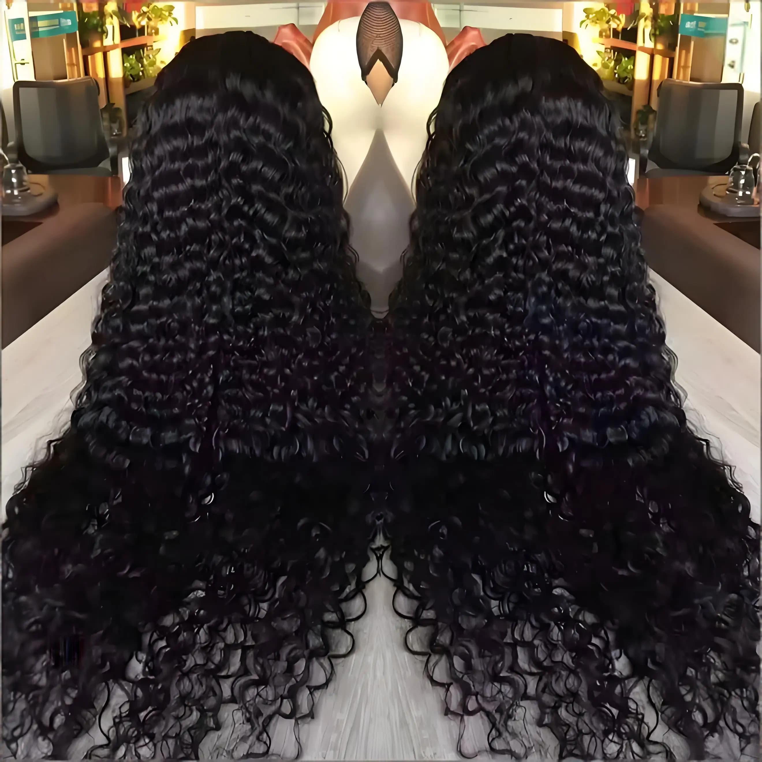 Natural Color Deep Wave Human Hair Wig 40 Inch 13x6 HD Lace Frontal Pre Plucked Natural Hairline Soft Breathable For Women