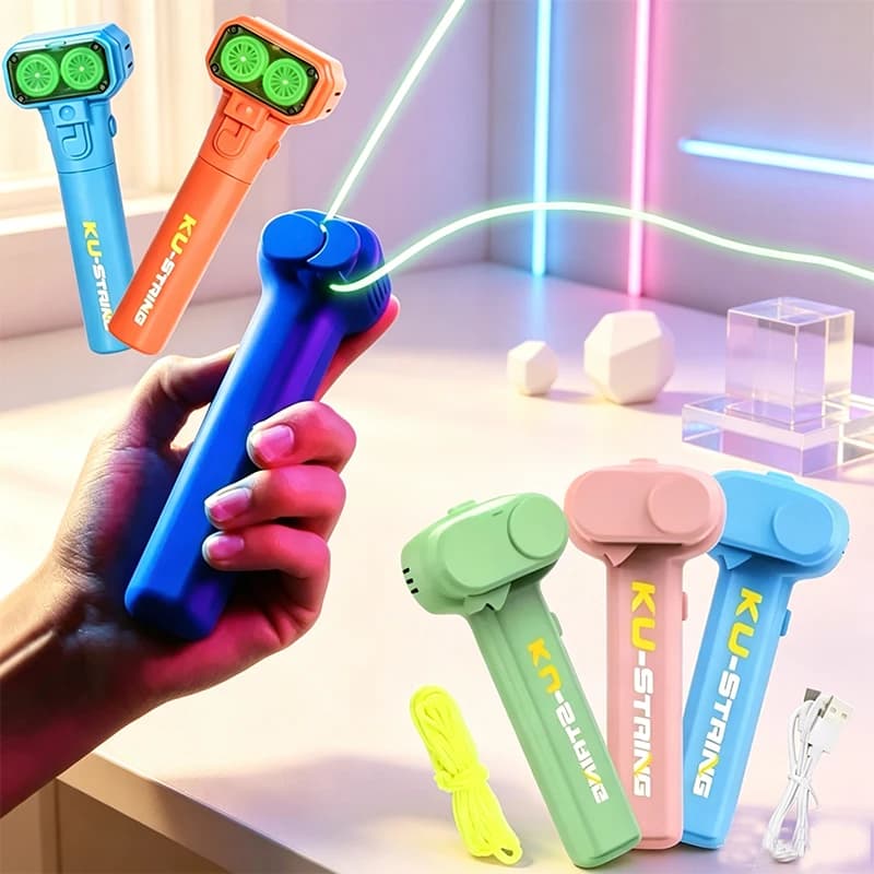 Light Toy String Glow In The Dark String Rope Launcher Luminous Portable Handheld String Stress Relief Toys For Kids Party Gifts