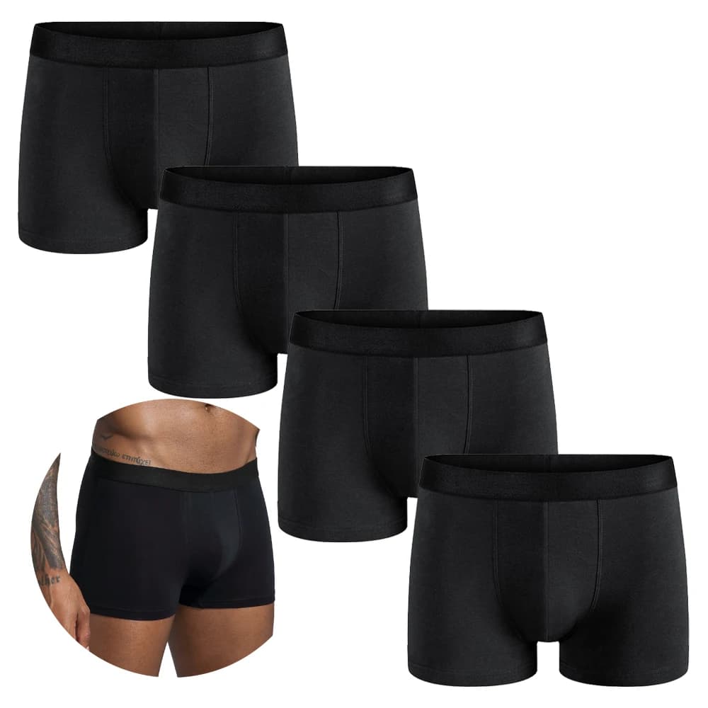 4 pezzi 2025 intimo da uomo nero a vita media elastico in vita comodi boxer morbidi casual sport a casa mutande fitness