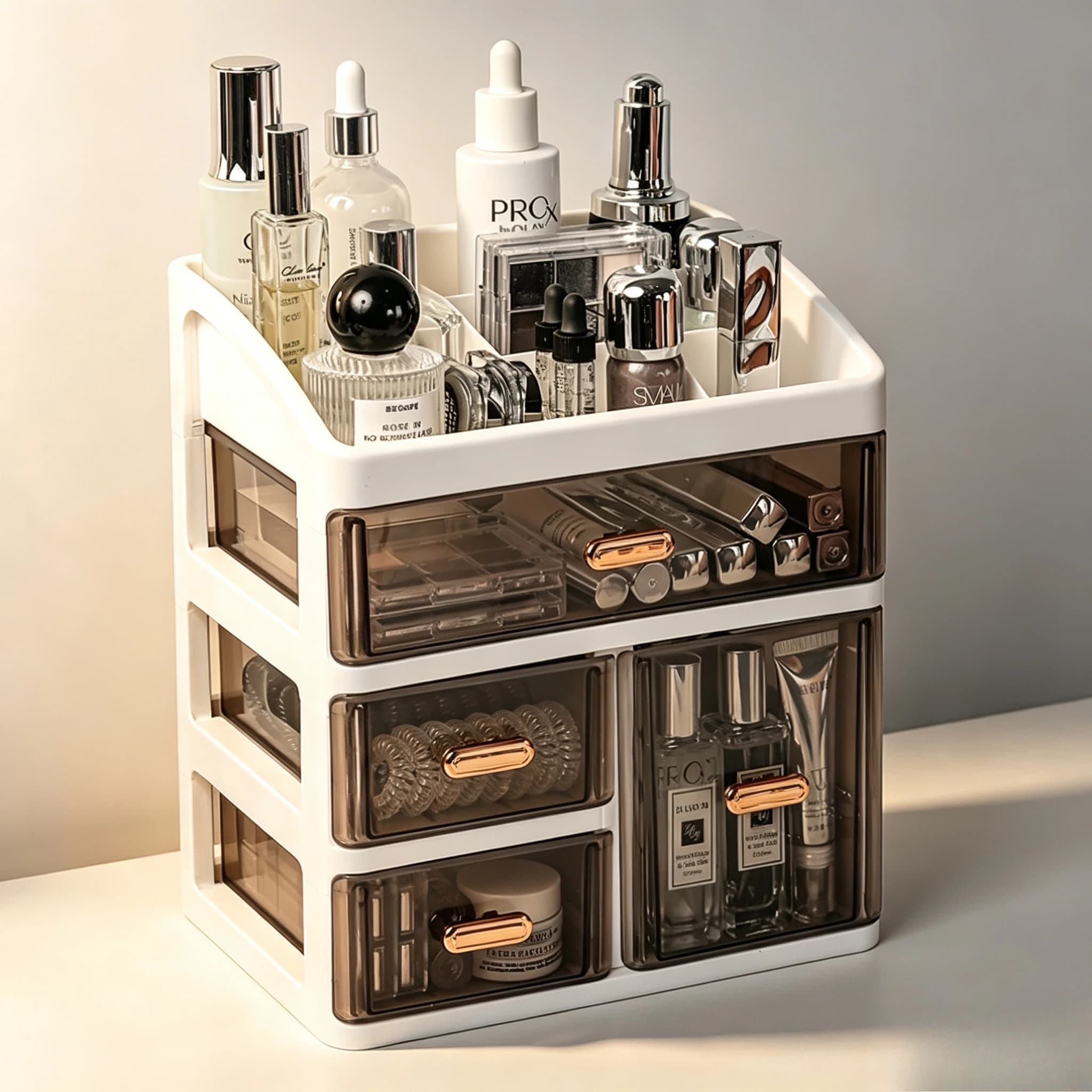 Clear Drawer Makeup Organizer, Large Capacity Acrylic Cosmetic Storage Box for Vanity Skincare Jewelry Bathroom Desktop