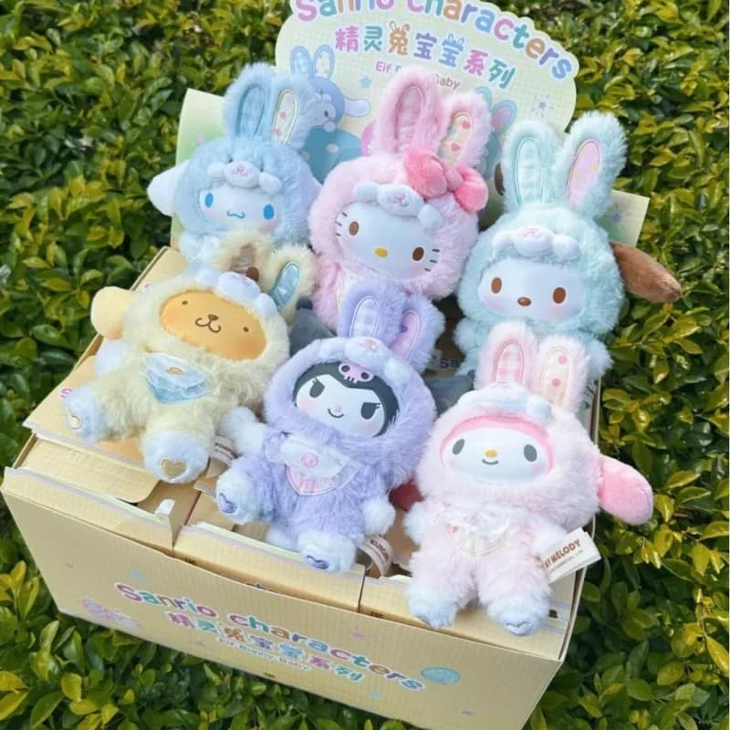 Sanrio Elf Bunny Baby Series Blind Box Vinyl Plush Mysterious Box Pendant Surprise Toy Kuromi Pochacco Doll Birthday Gift Toys