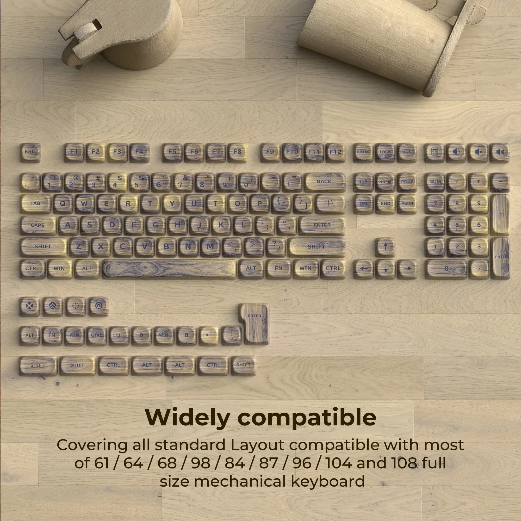 XVX 126 Tasti Profilo MOA Tema Legno Noce Chiaro PBT Keycaps Personalizzati con Sublimazione per Tastiere Meccaniche da Gaming 61/87/104 Cherry MX