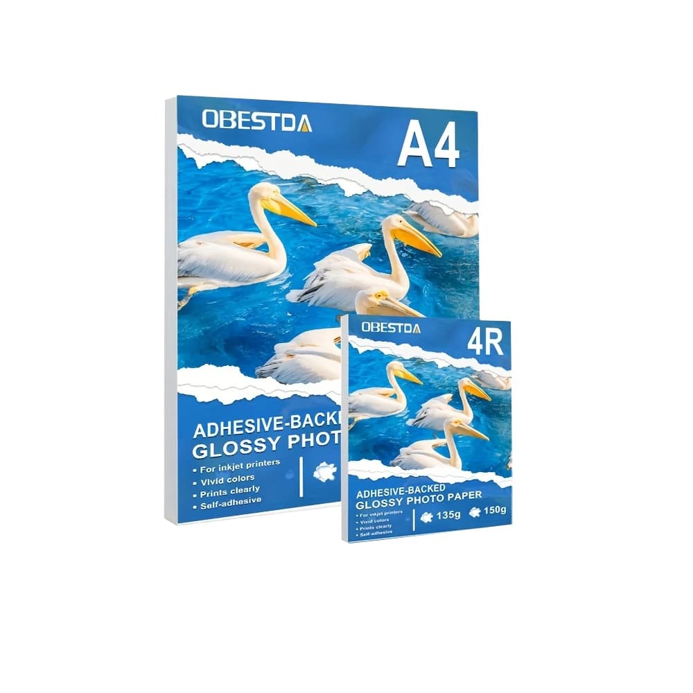 50 Sheets A4 4R Self-Adhesive Glossy Photo Paper 135gsm Single-Sided Sticker DIY Label Paper for Inkjet Printer Premium Quality