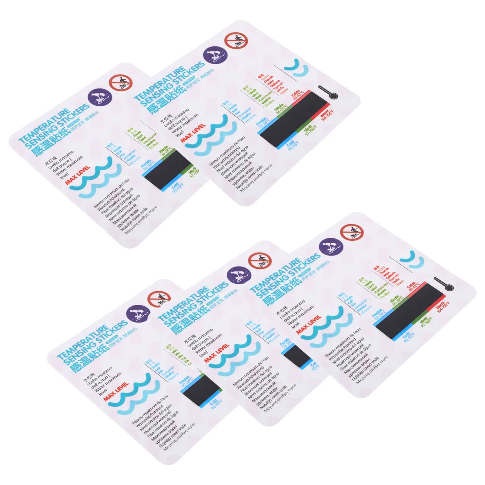 Set di 5 Adesivi Termometro per Vasca da Bagno, Impermeabili, con Display LCD, Monitoraggio Accurato della Temperatura dell'Acqua per Vasca e Doccia