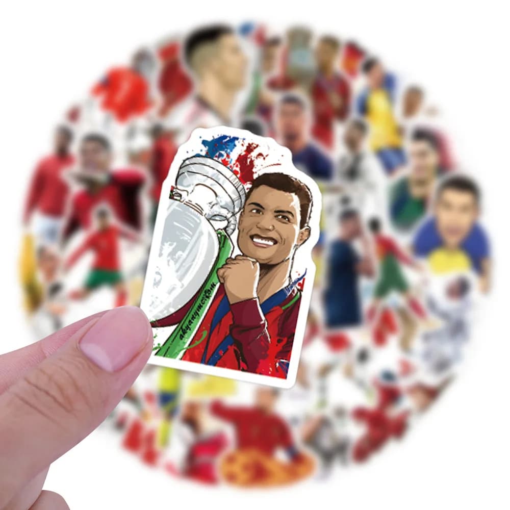 50 Pezzi Adesivi Graffiti del Calciatore Mondiale C. Ronaldo, Adesivi Personalizzati Fai-da-Te per Valigie, Quaderni, Borracce