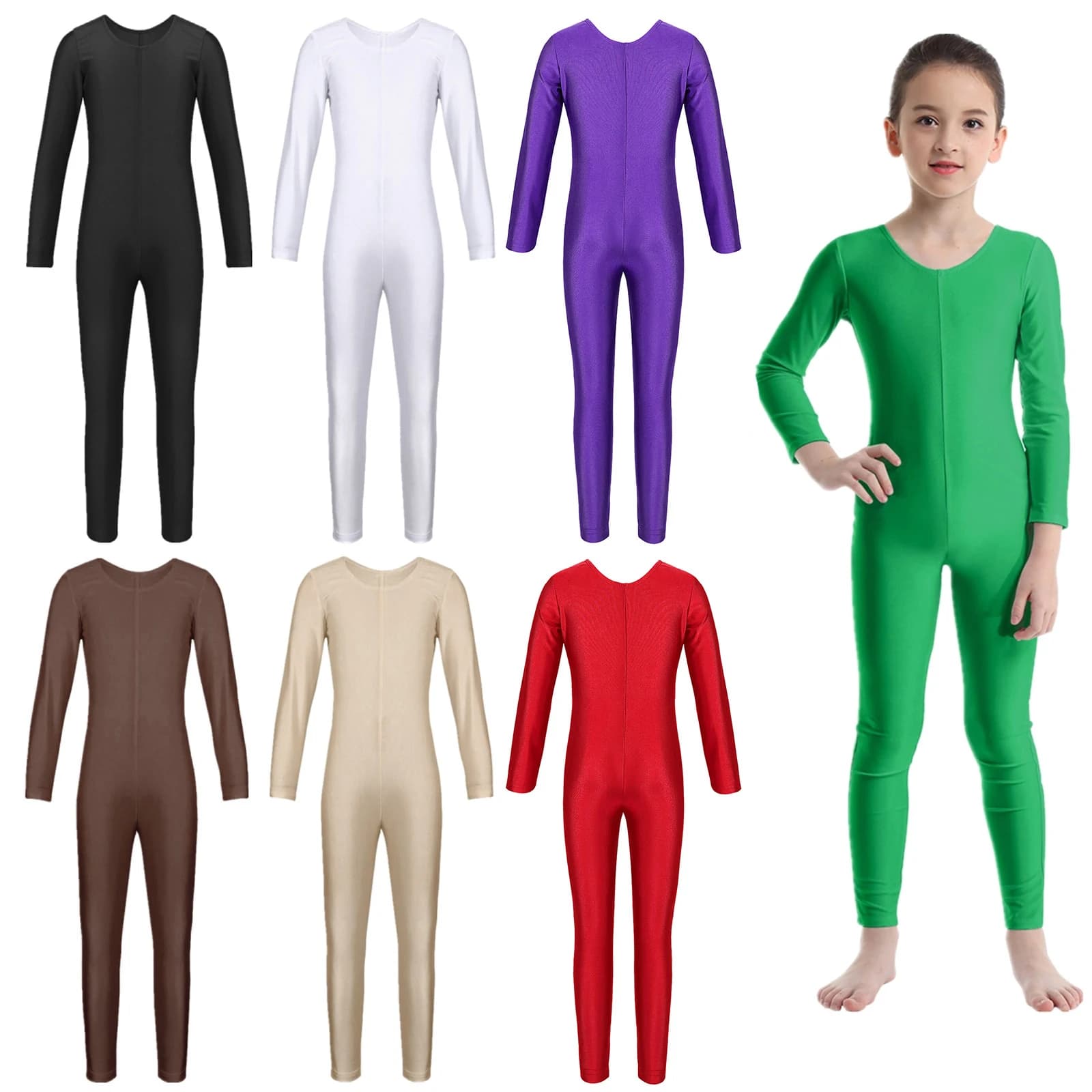 Balletto per bambini Ginnastica Body Costume da ballo Ragazze Spandex Maniche lunghe Tuta Tuta Dancewear Bambini Full Body Unitard