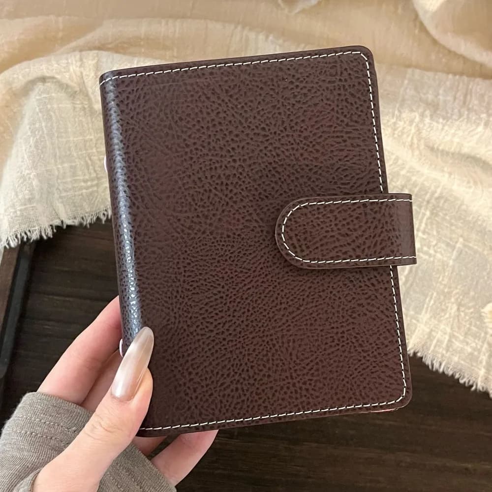 Retro Brown PU Leather A7 Loose-leaf Notebook Portable Travel Journal Students Diary Book DIY Scrapbook Notepad