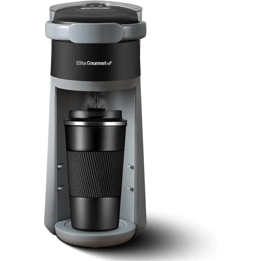 Macchina da Caffè 2-in-1, Prepara 6-12oz, Compatibile con K-Cups e Caffè Macinato, Altezza Tazza Regolabile, Filtro Riutilizzabile, Nero