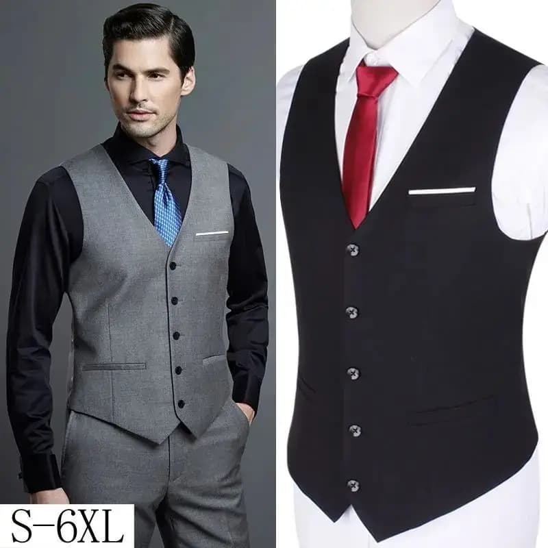 Men's Slim Fit Casual Wedding Vest Thin Autumn Spring V-neck Standard Style Tailored Suit Jacket Lightweight Fashionable