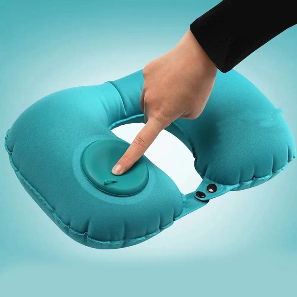 Cuscino per il collo a forma di U, 2 pezzi, 46x29 cm, materiale morbido blu, cuscino portatile per viaggi, guida, campeggio, guardare la TV, sollievo dal dolore al collo