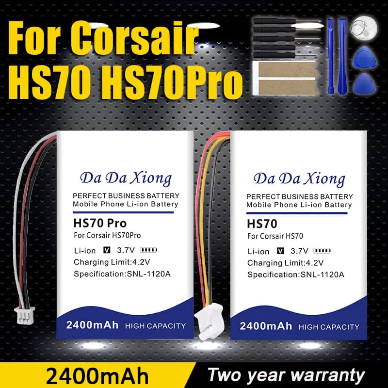 Lipo DaDaXiong 2400mAh polymer battery for Corsair HS70 wireless gaming headphones, RDA0031 RDA0034 HS70 Pro