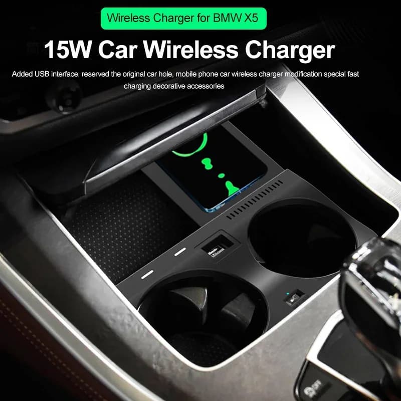 15W Car Wireless Charger for Bmw X5M X6 X6M X7 G05 G06 G07 2019-2022 Quick Charging Cell Phone Support Accessories