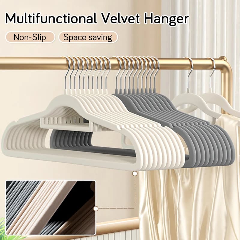 10/20 pz appendiabiti in velluto antiscivolo floccaggio multifunzionale appendiabiti canotta vestito camicia cappotto armadio organizzatore salva spazio