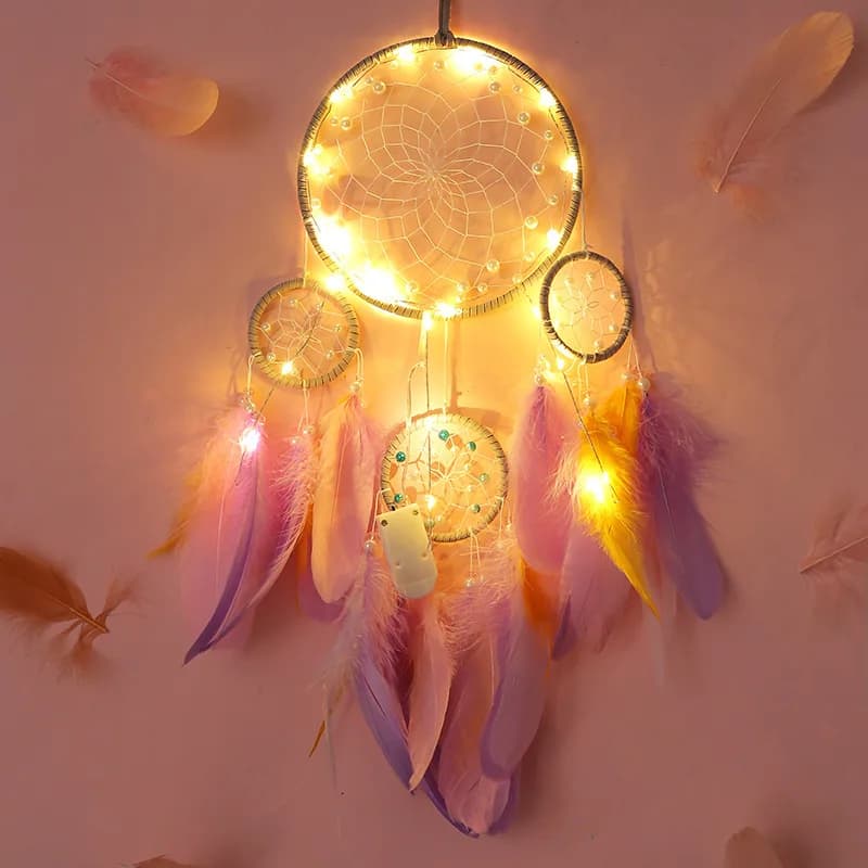 Pink only love Dream Catcher Room Decoration Girl Nordic Decoration Home Nordic Style Kids Wind Chimes Dreamcatcher Without LED