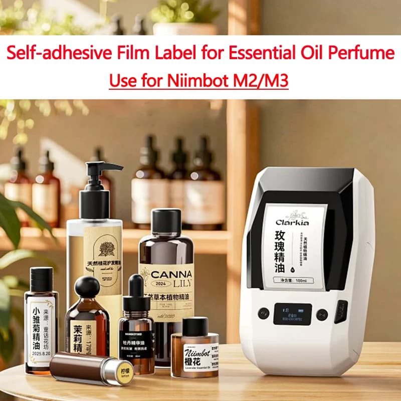 Niimbot M2/M3 Etichetta adesiva con pellicola autoadesiva Etichetta per olio essenziale Carta Profumo Bellezza Dispenser per campioni Etichetta adesiva per bottiglia
