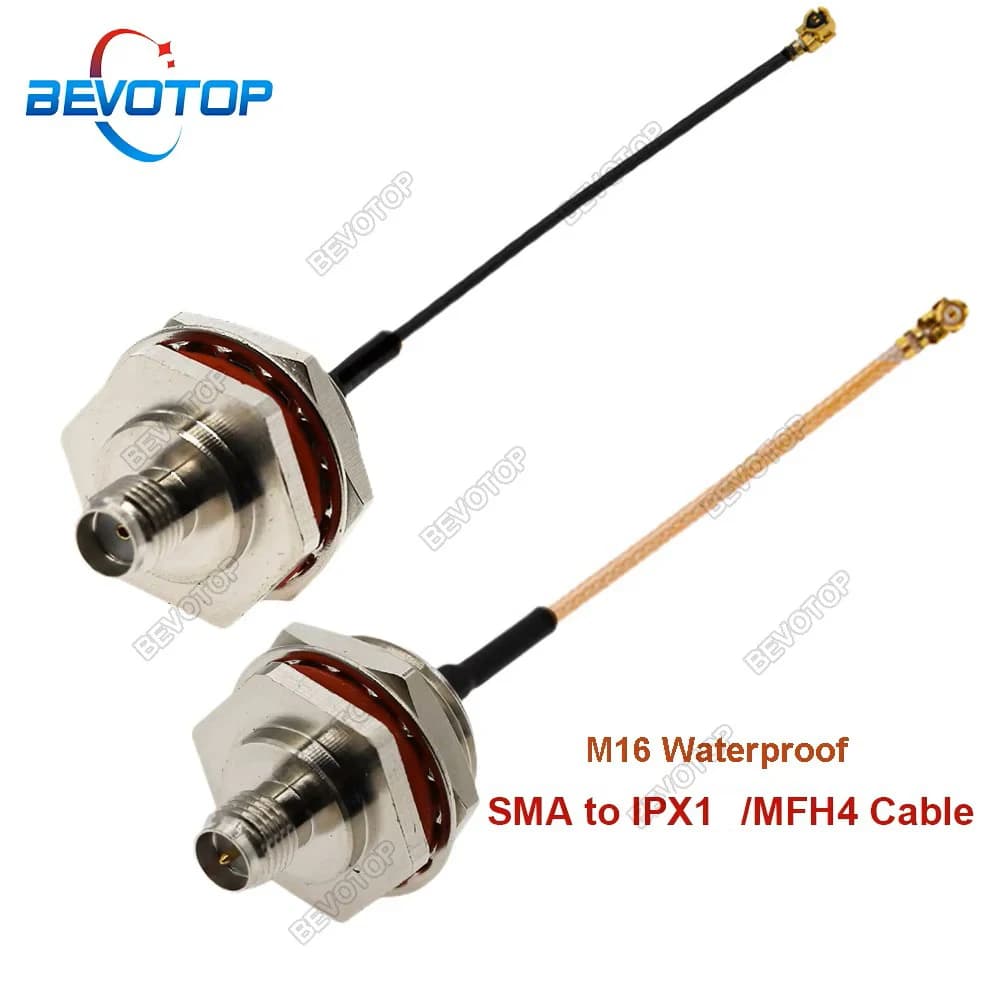 BEVOTOP IPX1/MHF4 Female to Waterproof RP/SMA Female Bulkhead M16 RF0.81/1.13/RG178 Cable 3g 4g WIFI Antenna Adapter 50 Ohm