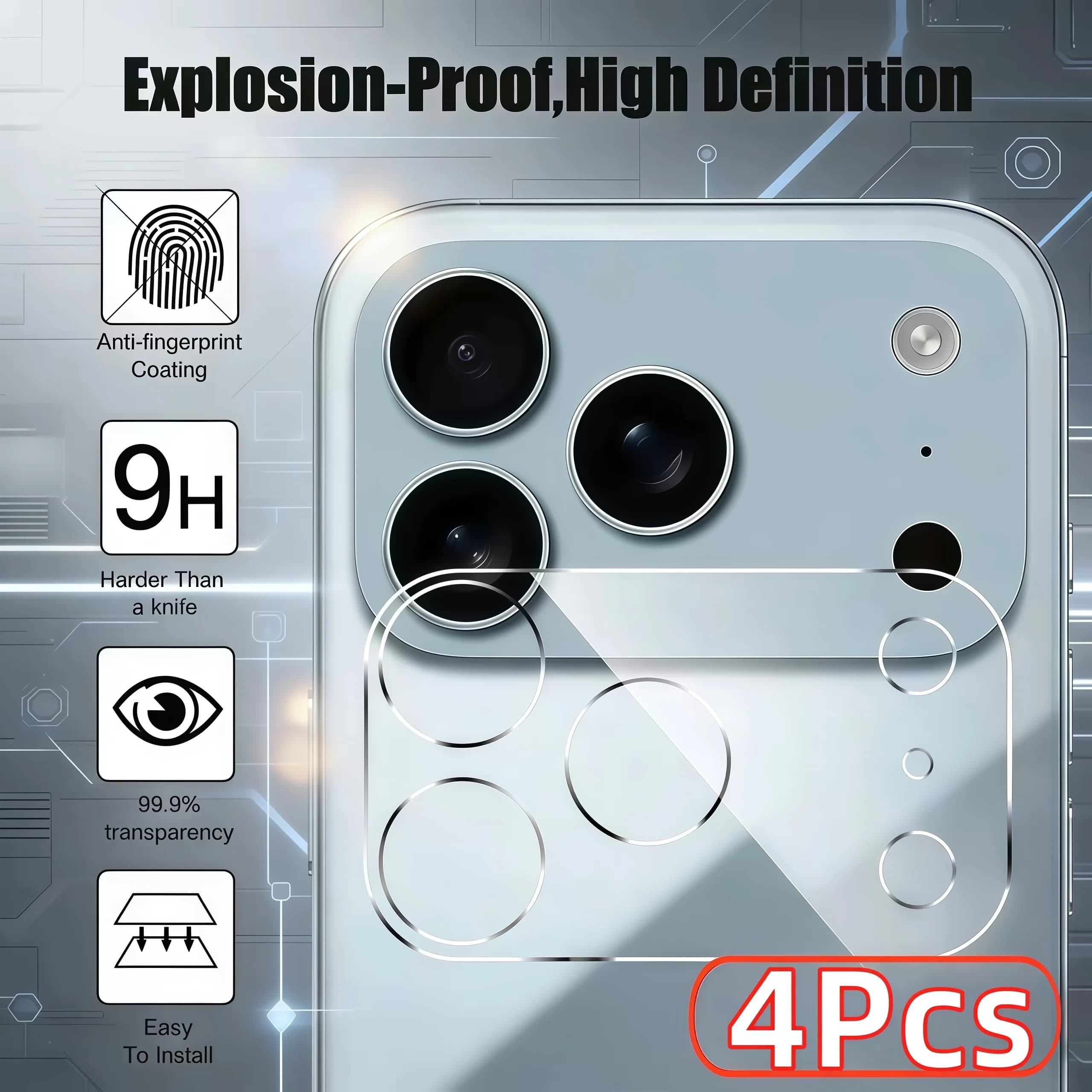 4PCS Camera Lens Protector for iPhone17Pro Max Lens Protective Glass for iPhone17Air 17 16 15 14Pro Max Plus HD Tempered Glass