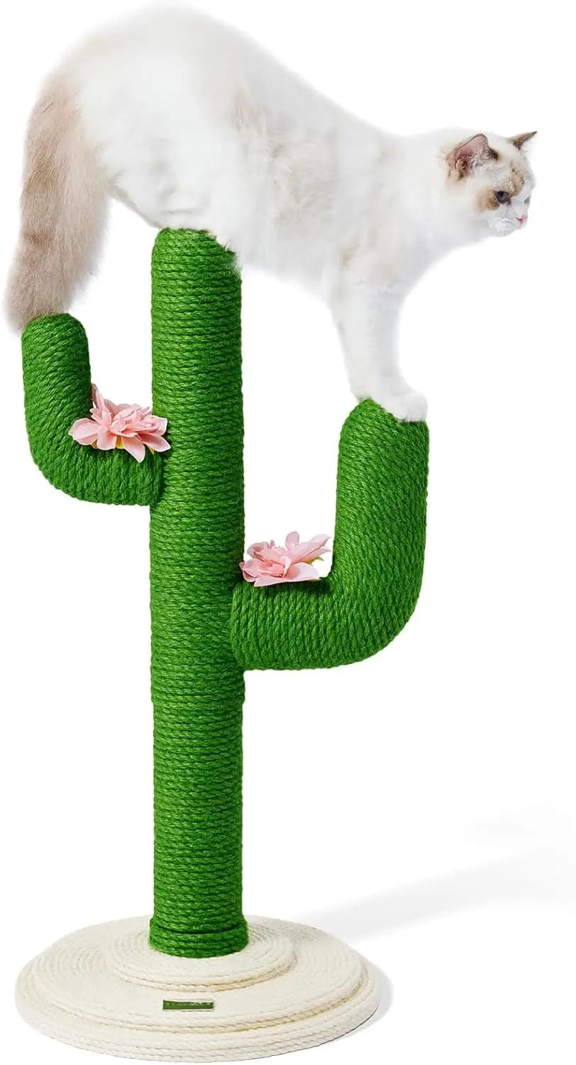 Tiragraffi per Gatti da Interno, Corda di Iuta, Verde, Protegge i Mobili, Altezza 80 cm