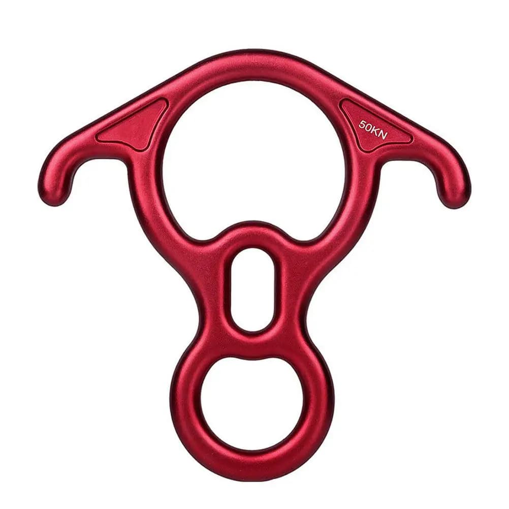 Dispositivo di Discesa a Figura 8 Rosso 50KN, Attrezzatura per Arrampicata e Rappel in Lega di Alluminio Resistente, Controllo Corda Fluido per Uso Esterno