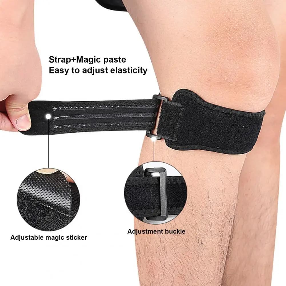 Ginocchiera con compressione regolabile per supporto tendine rotuleo Stabilizzatore per ginocchio con nastro di fissaggio Ginocchiera imbottita in EVA