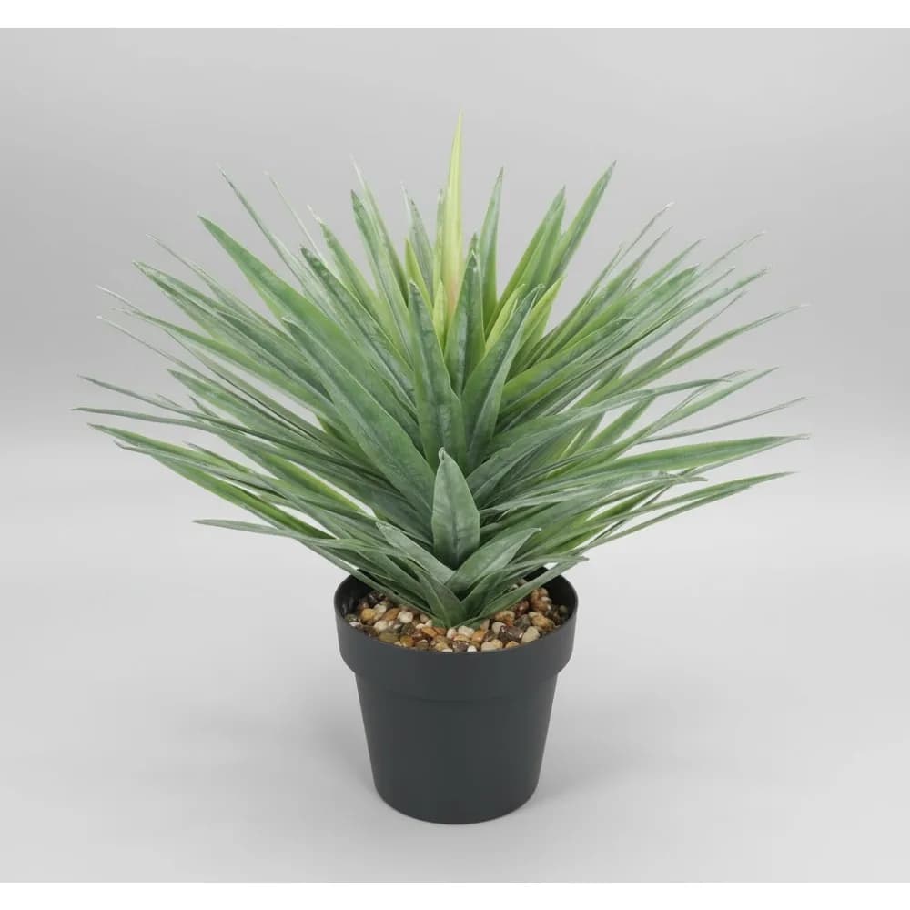Grande pianta di agave artificiale in vaso nero con pietre vere, succulente finta da 22 pollici per decorazioni per interni ed esterni