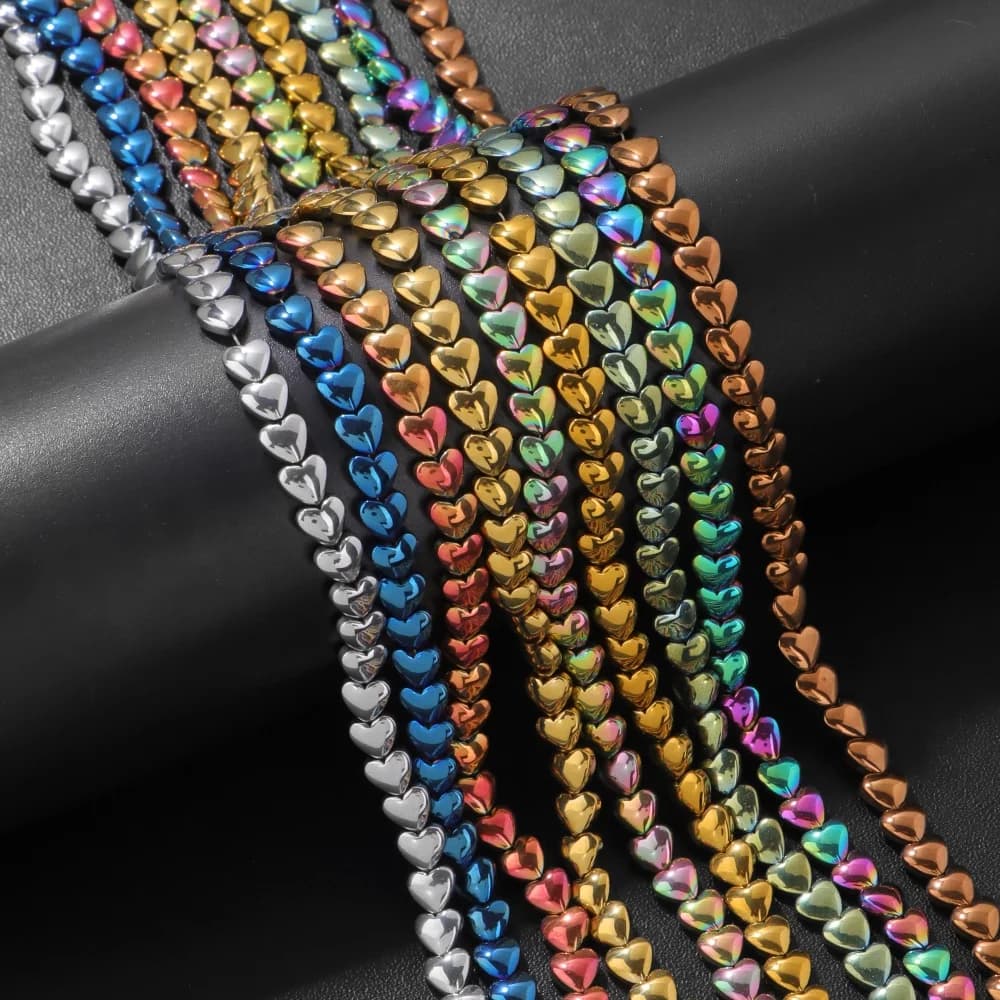 Perline di Ematite a Forma di Cuore 6MM, Perline Naturali Sfuse per Creazione di Bracciali, Collane e Orecchini Fai-da-Te