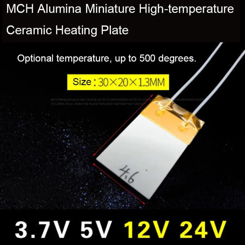 Riscaldatore ceramico ad alta temperatura in allumina 30 * 20 * 1.3MM Riscaldamento MCH Risparmio energetico veloce e protezione ambientale 3.7V 5V 9V 12V