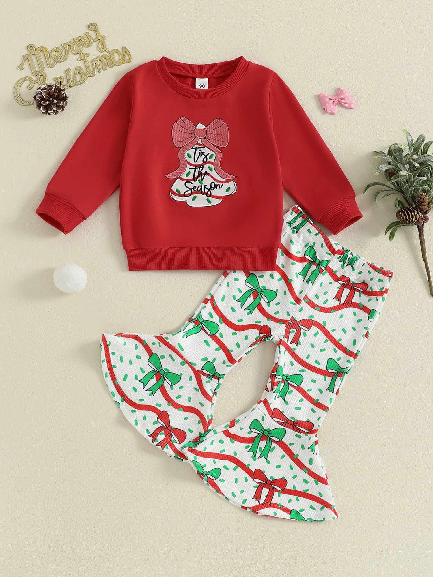 Simpatico set invernale per neonata con cappuccio con stampa di renne e leggings con fiocchi di neve, set da 2 pezzi per la festa di Natale