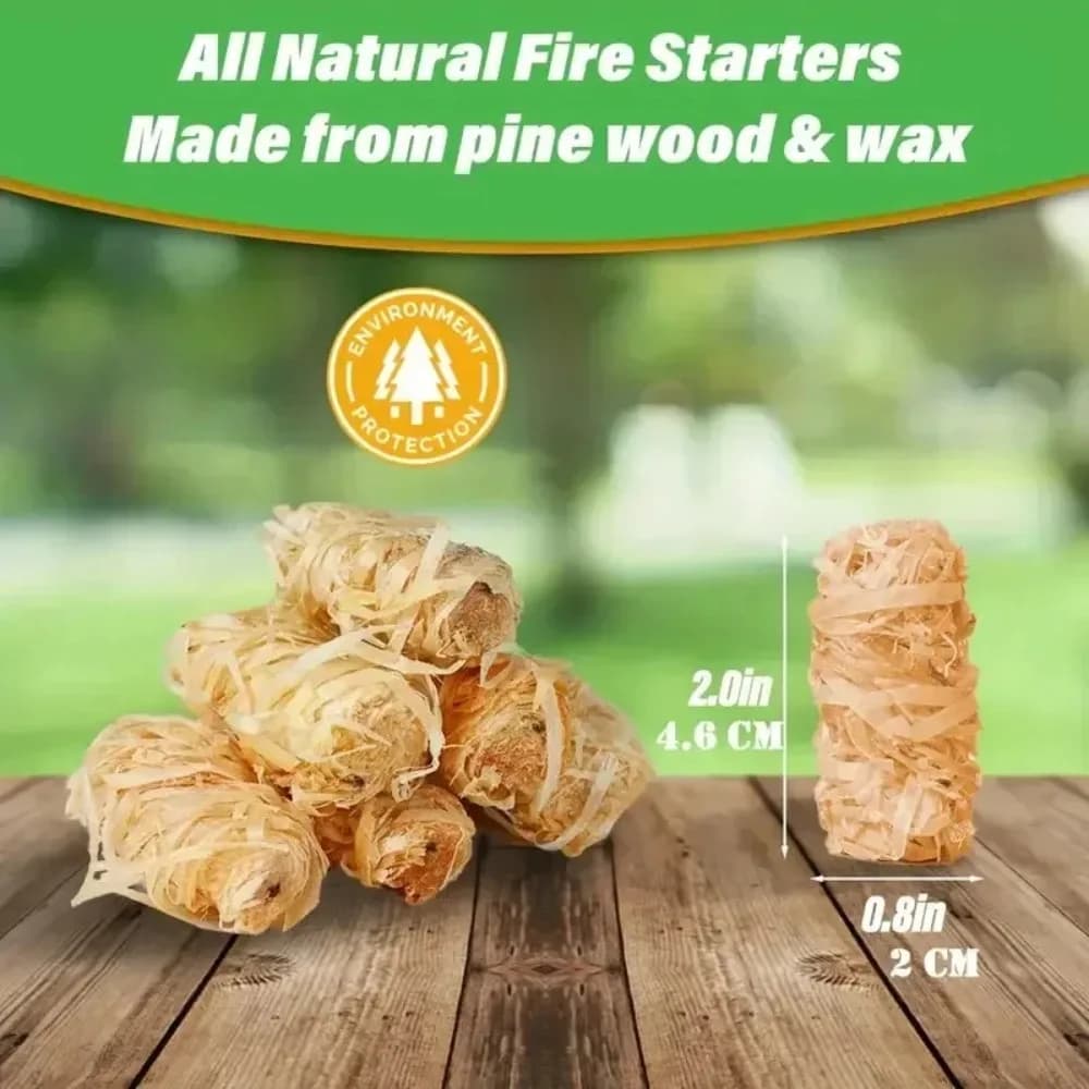 Natural Wax Wood Fire Starter Sticks for BBQ Fireplace Chimney Oven Outdoor Camping Charcoal Lighter - 30/60/100 Pcs