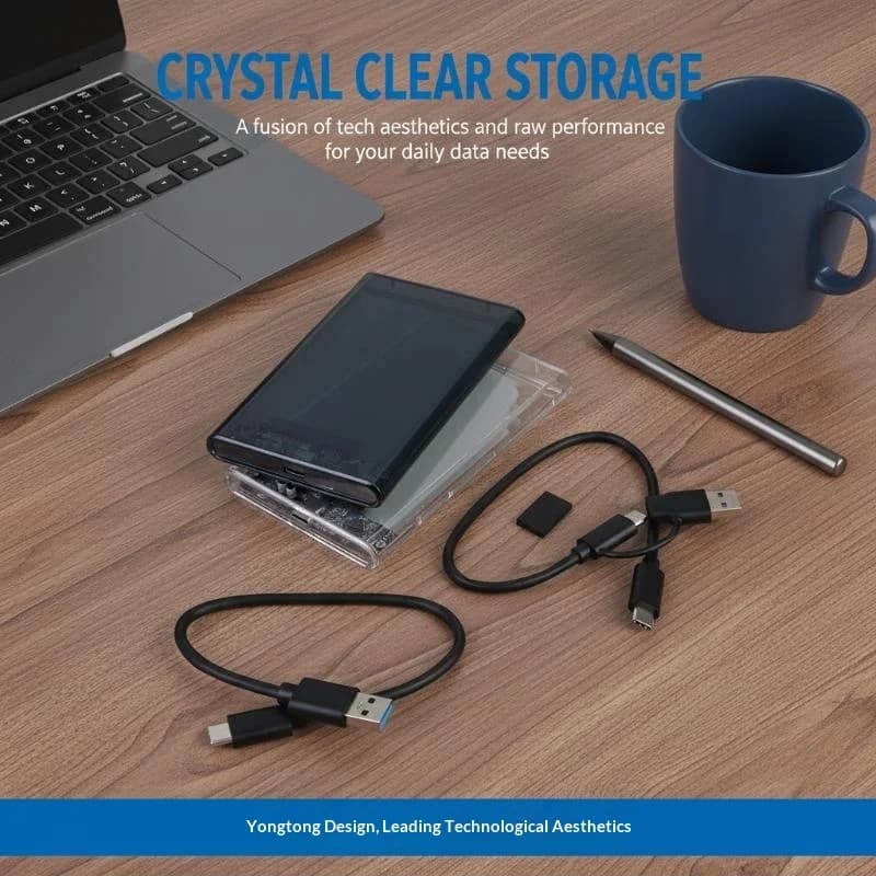 Box esterno trasparente per HDD da 2,5 pollici SATA a USB 3.0, custodia per disco rigido esterno per SSD/HDD, accessorio adattatore di archiviazione portatile