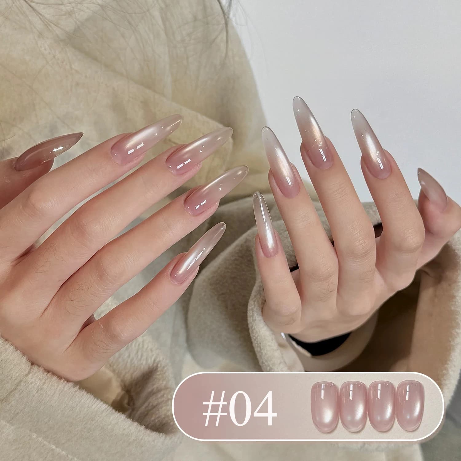 1 pz Smalto Semipermanente Effetto Occhio di Gatto PSK Blinking Highlight Nude Rosa Oro con Perle di Vetro, Serie Rosa, per Nail Art di San Valentino