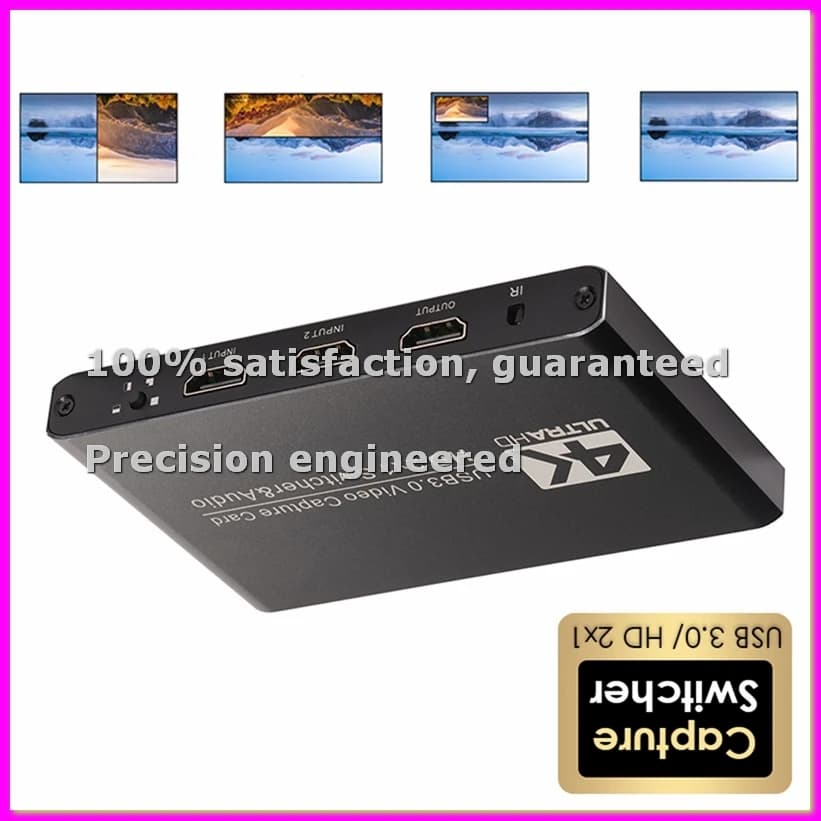 Scheda di acquisizione video 2x1 a doppio schermo - Compatibile con switcher audio a 2 canali USB 3.0 per OBS e acquisizione di giochi in streaming - ABVK