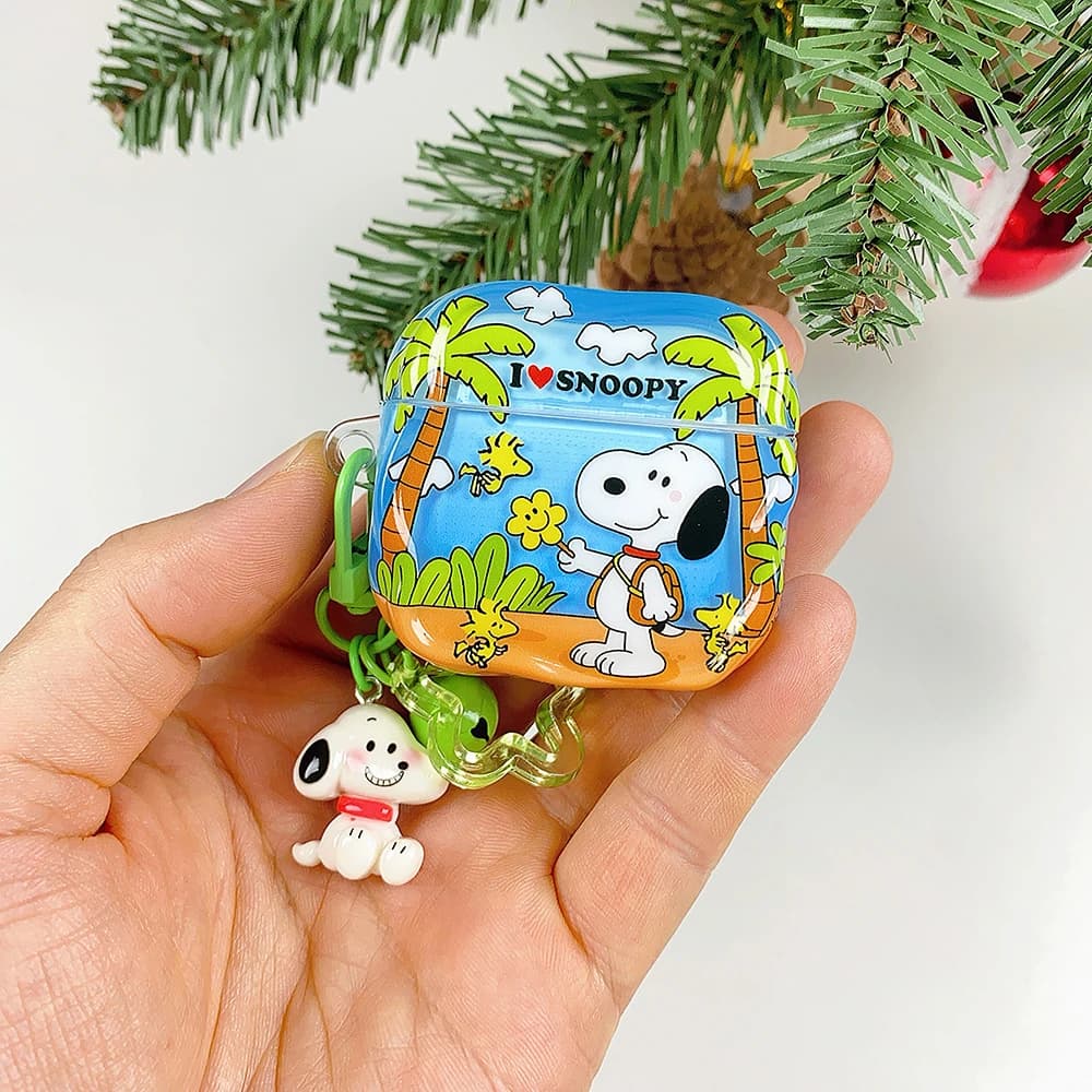 Cute Cartoon Peanuts Snoopy Earphone Case For Airpods 4 2 3 1 Pro 3 2 Wireless Bluetooth Headset Protective Hard Cover