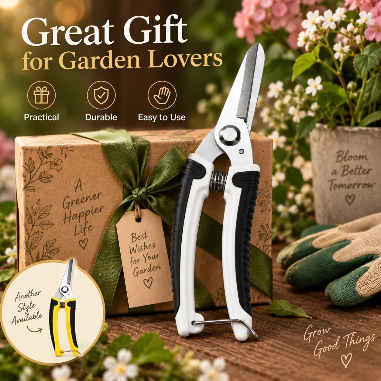 Garden Fruit Tree Pruning Scissors, Stainless Steel Heavy Duty Branch Shears, Professional Floral Trimming Tool for Gardening