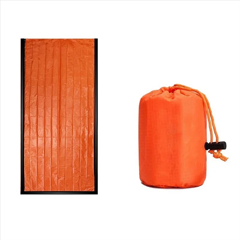 RTSHE-Single Outdoor sleeping bag PE Aluminum film Sports wear Fur shackle warm emergency sleeping bag