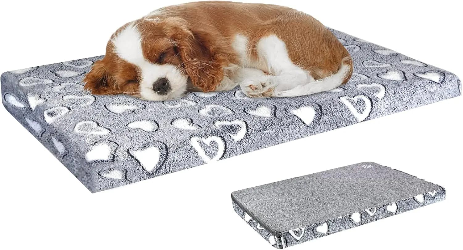 Cuccia per Cani Reversibile Calda e Fresca per Gabbie - Impermeabile, Rivestimento Lavabile, Supporto Rigido per Cani da Piccoli a XX-Large, Grigio