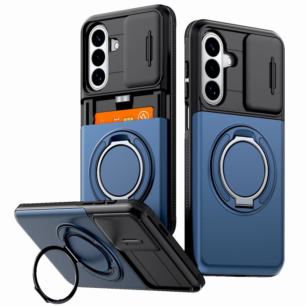Armor Magnetic Case For Samsung Galaxy S26 S25 S24 FE Plus Phone Wallet Card Slot Ring Stand Holder Lens Protective Cover Funda