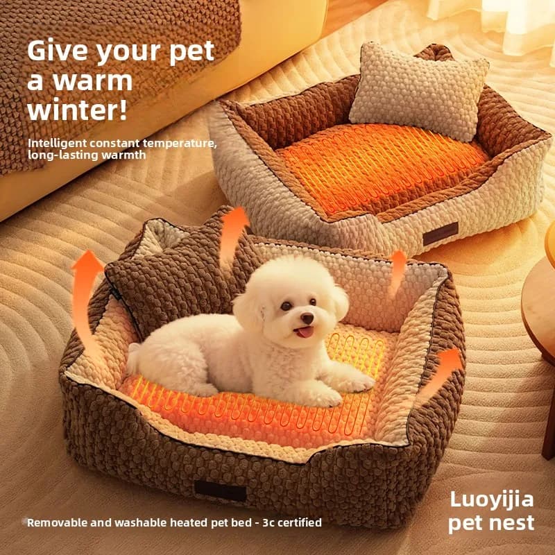 Winter heating kennel semi-closed four-season pet heating pad anti-bite cat electric blanket