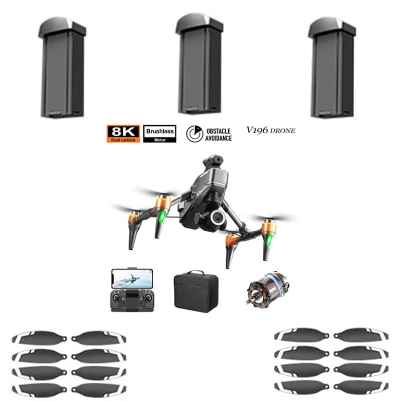Batteria Brushless per Drone V196 3.7V 1800mAh / Elica, Accessori Originali per Drone RC V196 PRO, Batteria e Pale per Drone RC V196, Giocattolo V196