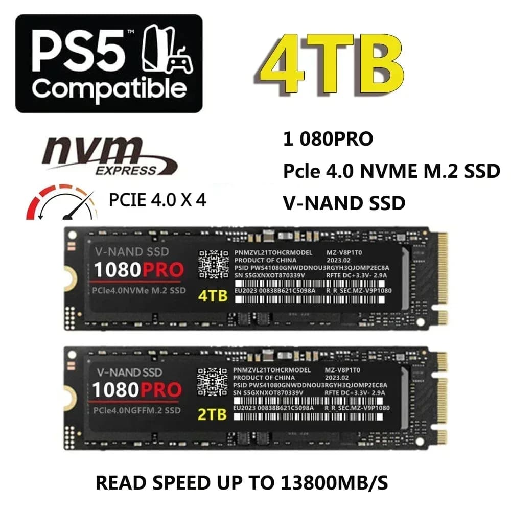 Original New 1080 PRO M.2 NVMe PCIe4.0 NGFF Internal Solid State Drive High Speed Gaming SSD Storage Disk For PS5 Game Console D