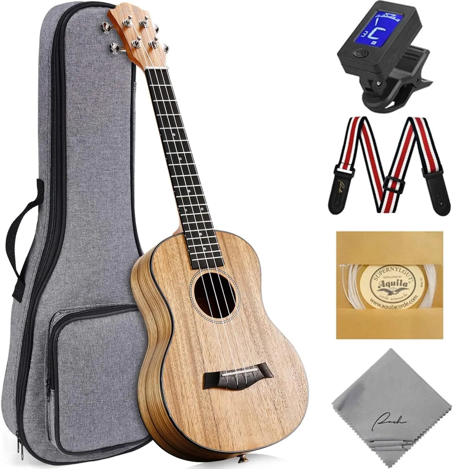 26 Inch Tenor Ukulele Starter Kit with 12 Online Lessons - Beginner Professional Learn to Play Ukelele Bundle Includes Gig Bag, Tuner, Strap, String Set, Matte Finish