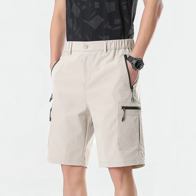 Pantaloncini Cargo da Uomo, Pantaloni da Lavoro al Ginocchio con Tasche con Cerniera, Pantaloncini Tattici Estivi ad Asciugatura Rapida, Pantaloncini da Arrampicata e Jogging con Elastico in Vita, Abbigliamento Sportivo