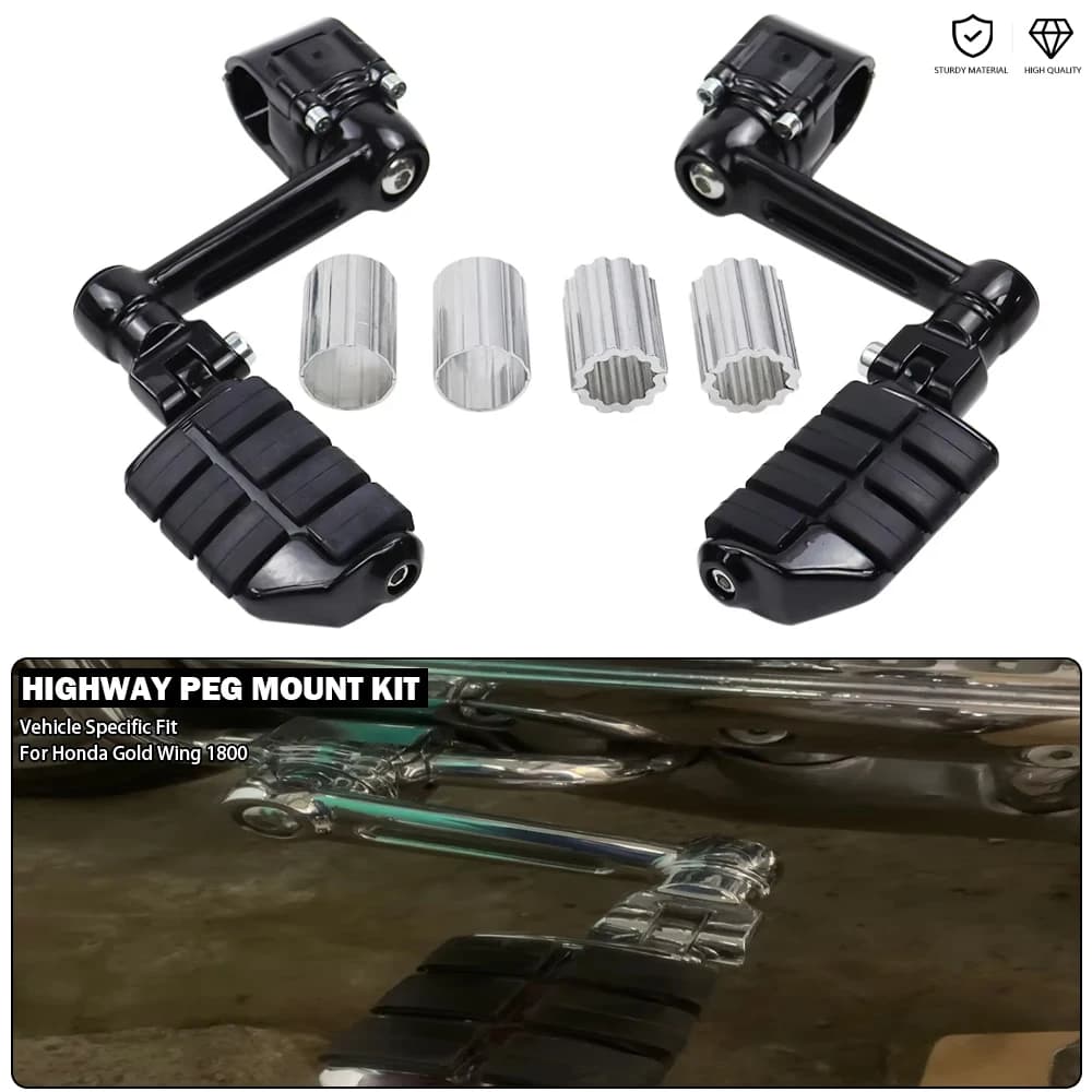 Kit di montaggio per Peg autostradale regolabile a 360 ° con bracci di prolunga adatto per Honda Goldwing GL1800 Gold Wing GL 1800 F6B F6C 22mm 32mm 35mm